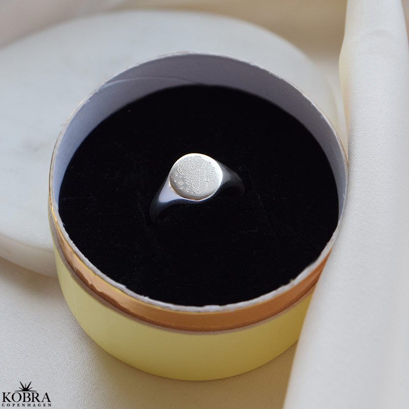 "Blazing Star" slv signet ring med dit stjernetegn