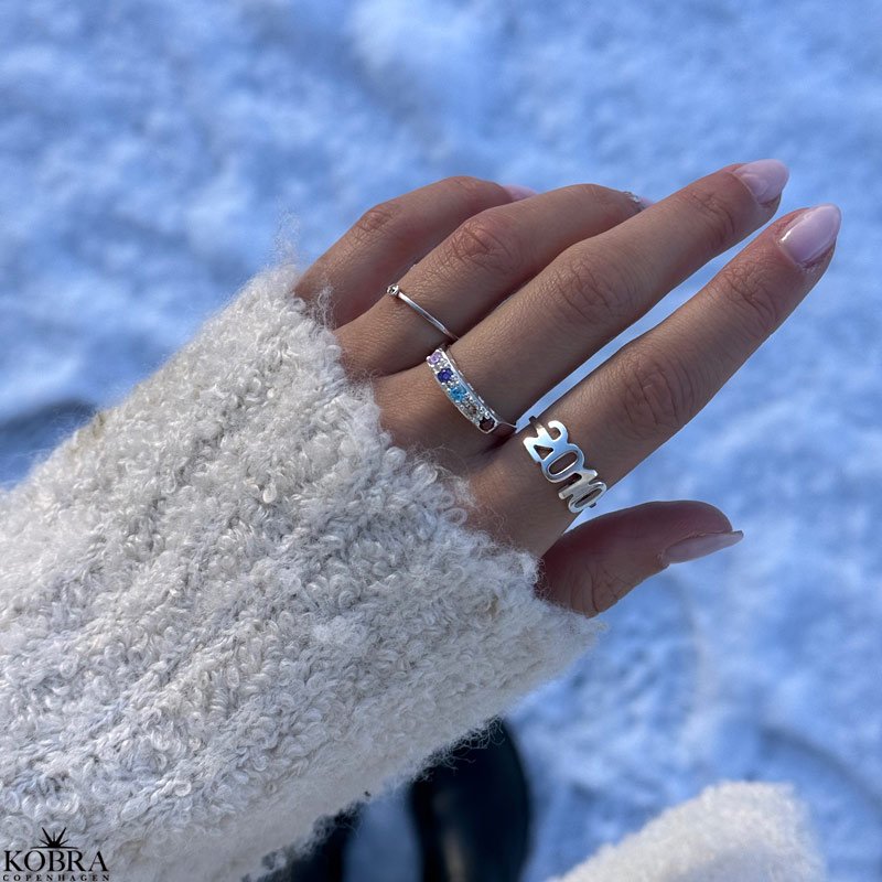 "Soho" ring with your year in silver
