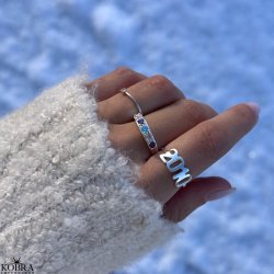 "Soho" ring with your year in silver