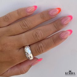 "Luna" Large chunky ring with stones in silver