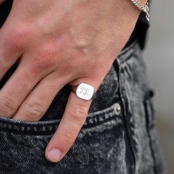 "London" Signet ring i slv med din gravering til mnd