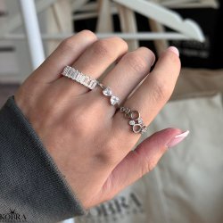 "Krystal" Eternity slv ring med baguette sten