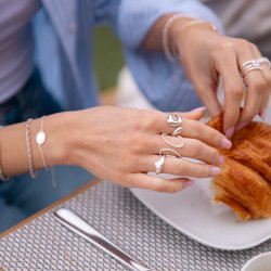 "Esther" Crushed Heart Ring in Sterling Silver