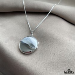 "Rocket" rund medaljon med hvid sten i sterling slv