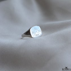 "London" signet ring i sterling silver including engraving