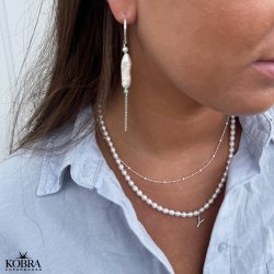 "Alba" slv halskde med farvet kugler i sterling slv