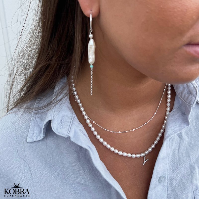 "Alba" slv halskde med farvet kugler i sterling slv