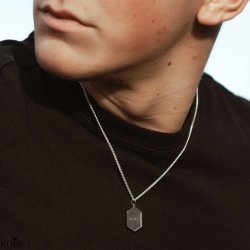 "Hero" 6 kantet slv halskde til mnd inklusiv personlig gravering