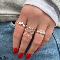 "Hailey" simple silver ring with blue stone