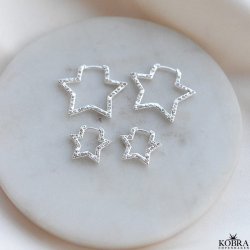 "Stargaze" Star Hoops Small  Sterling Silver