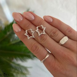 "Stargaze" Star Hoops Small  Sterling Silver