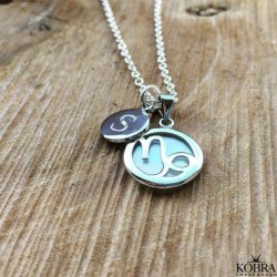 "Stargate" slv halskde med dit stjernetegn / zodiac og lille ID tag inklusiv personlig gravering