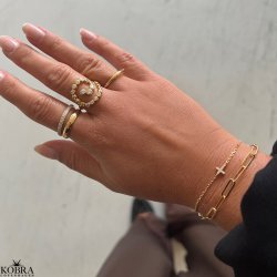"Lucia" 18k Forgyldt armbnd med kors og zirkonia