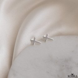 "Promise" Små klassiske sølv kors øreringe