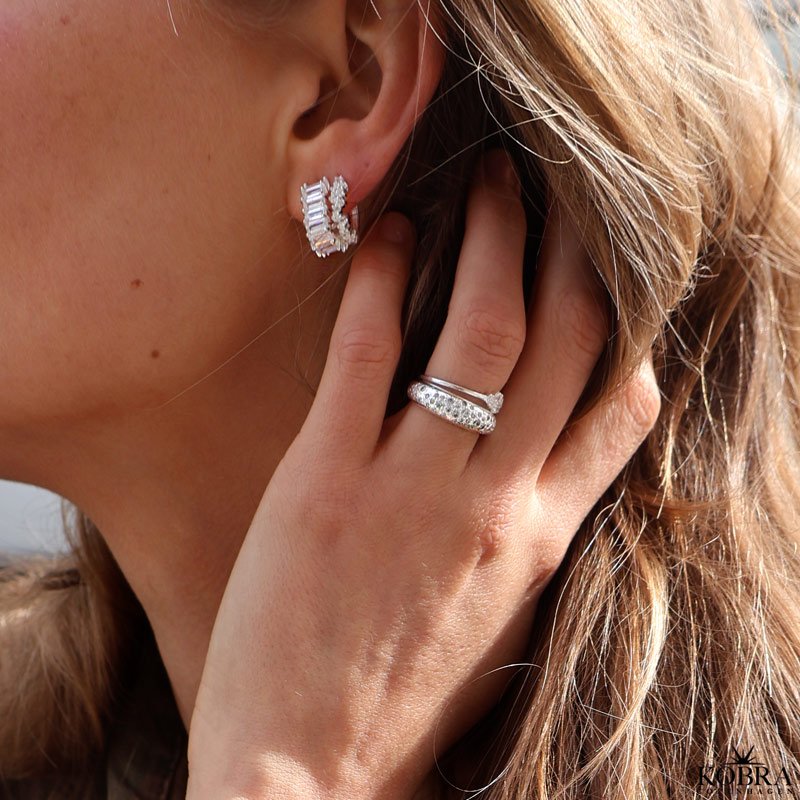 "Nova Moon" chunky slv ring med sten