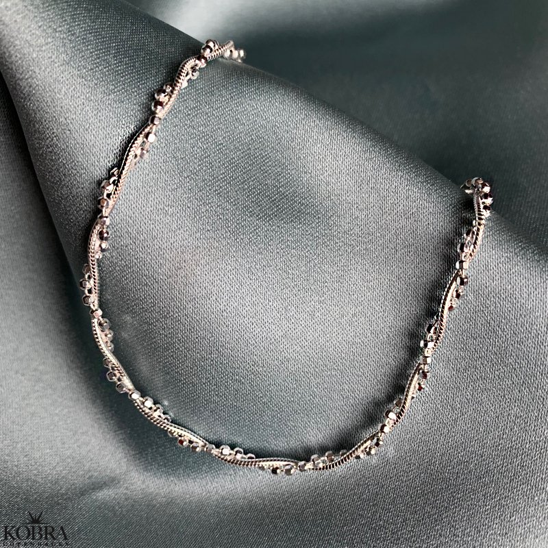 "Sally" twisted ankle chain in sterling silver