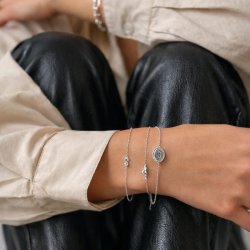 "Dazzling" s�lvarmb�nd med steiner og gravering