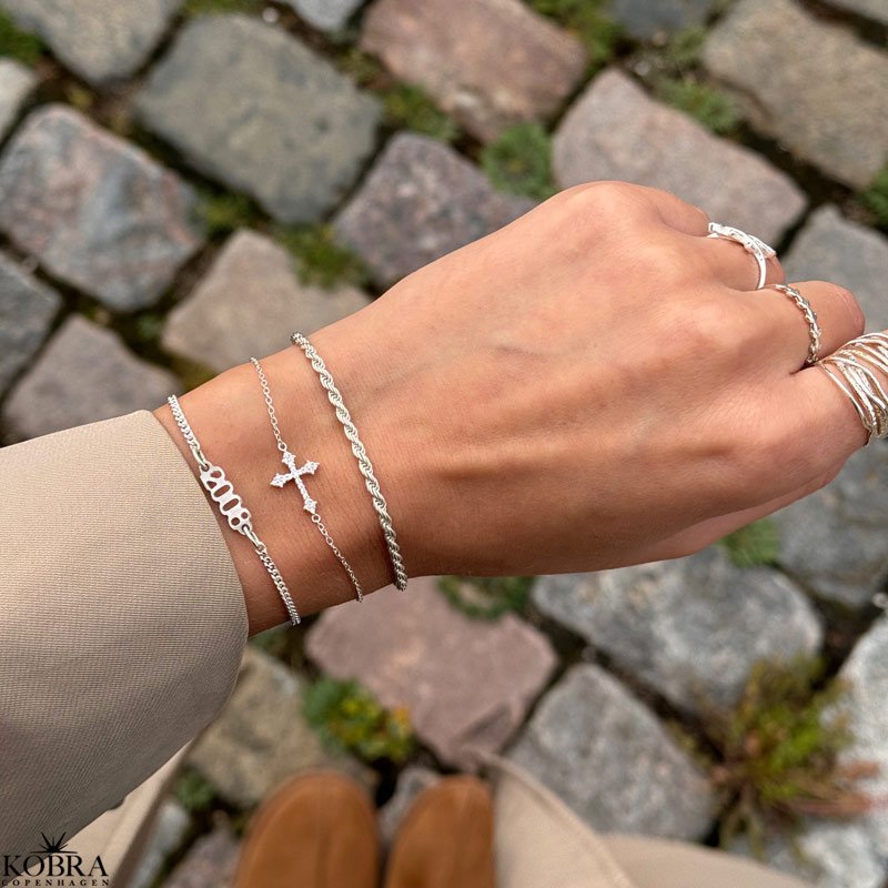 "Manhattan" hndlavet slv armbnd med dit rstal p 2 mm panzerkde