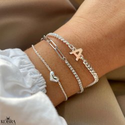 "Ruby" slv armbnd med kde og sten