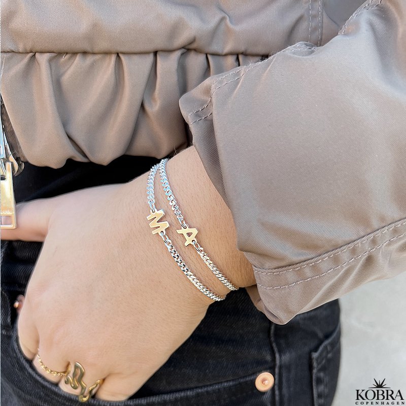 "Hayes" silver bracelet with your letter