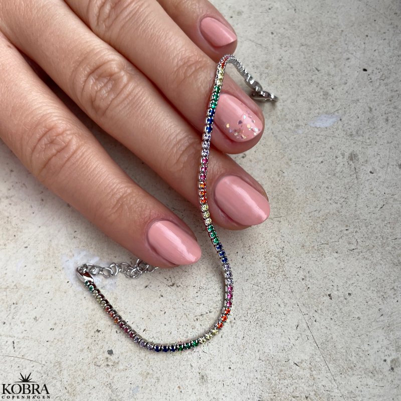 "Spring" armbnd med multifarvet sten i sterling slv