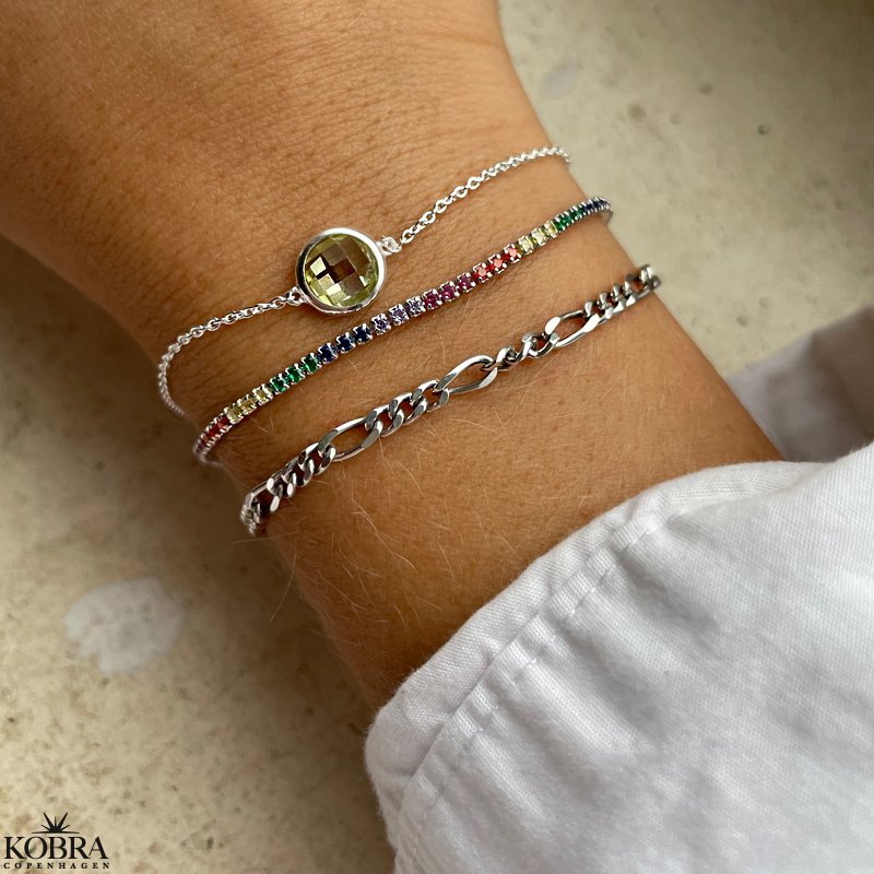"Spring" armbnd med multifarvet sten i sterling slv
