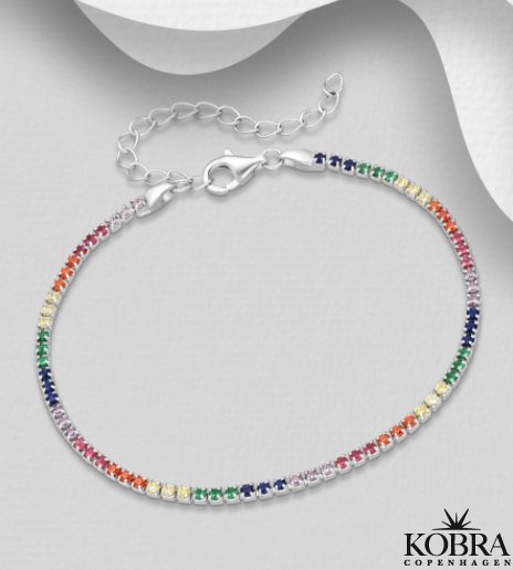 "Spring" armbnd med multifarvet sten i sterling slv
