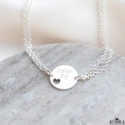 "Abby" ID tag bracelet with a heart in sterling silver including your engraving