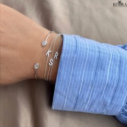 "Alias" silver bracelet with silver letter
