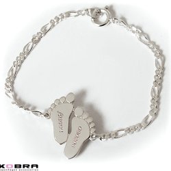 Slv armbnd med babyfdder, inklusiv personlig gravering