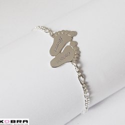 Slv armbnd med babyfdder, inklusiv personlig gravering