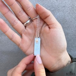 ID Tag "Slvbarre" med ferskvandsperle og din personlige gravering