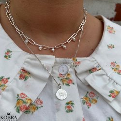 "Mayday Circle" Mini sterling slv halskde med gravering