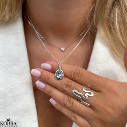 "Crystal" slv halskde med bl topas