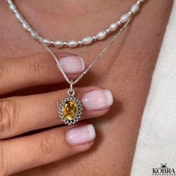 "Crystal" silver necklace with yellow citrine