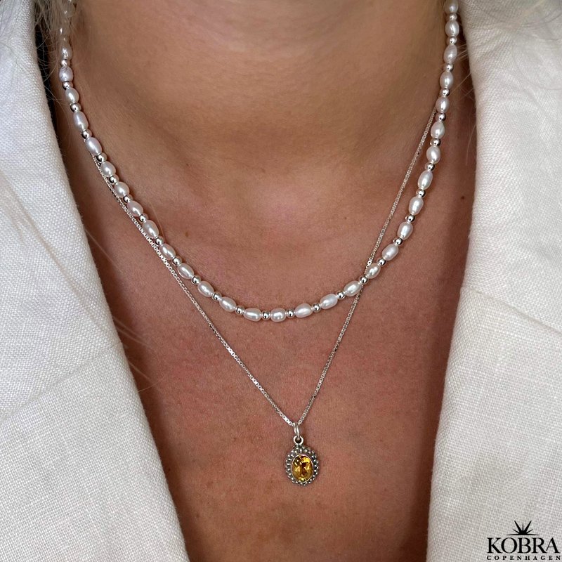 "Crystal" silver necklace with yellow citrine