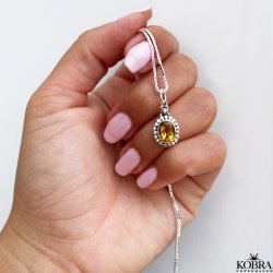 "Crystal" silver necklace with yellow citrine