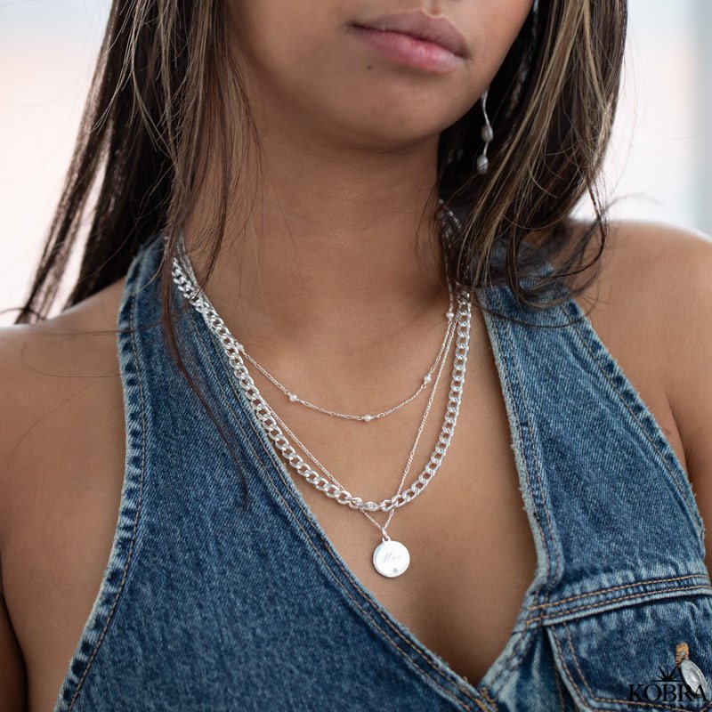 "Malia" hndlavet slv halskde med sm perler