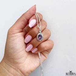 "Crystal" silver necklace with purple amethyst