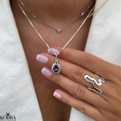 "Crystal" silver necklace with purple amethyst