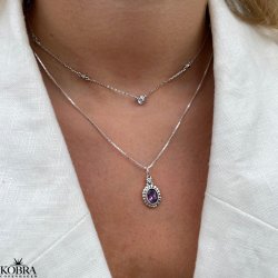 "Crystal" silver necklace with purple amethyst