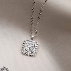 "Moondust" silver necklace with moon and stars