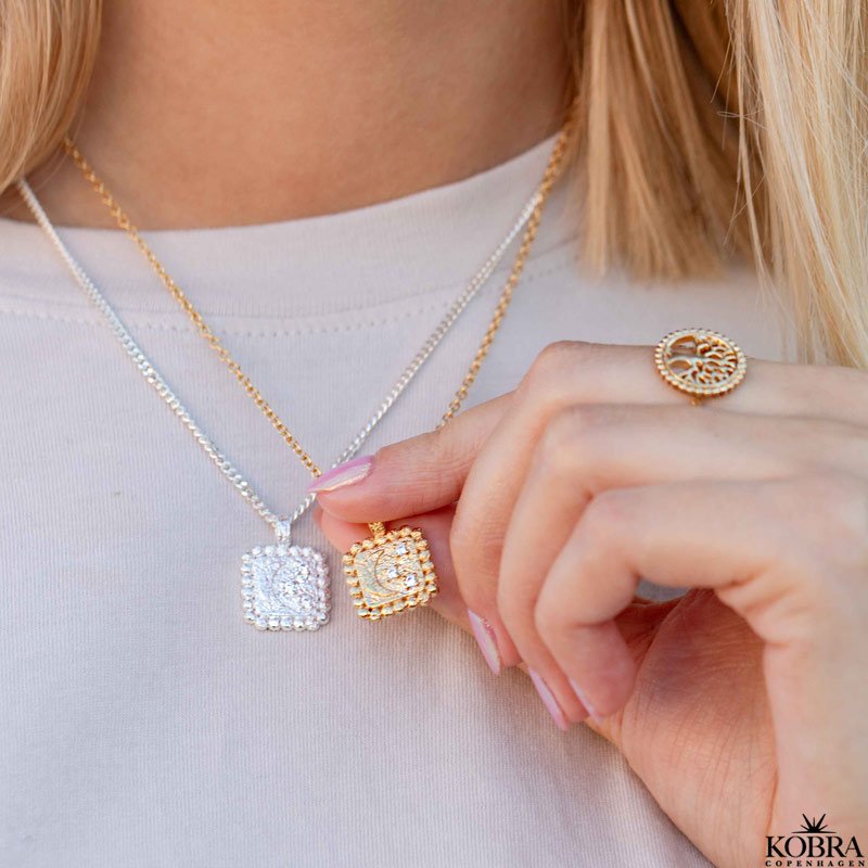 "Moondust" 18 carat goldplated necklace with moon and stars