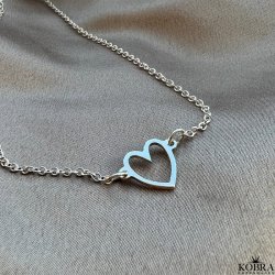 "LOVE" enkel slvhalskde med slvhjerte