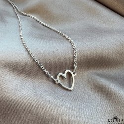 "LOVE" enkel slvhalskde med slvhjerte