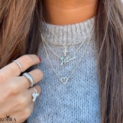 "Ethel" slvhalskde med lille perlekors