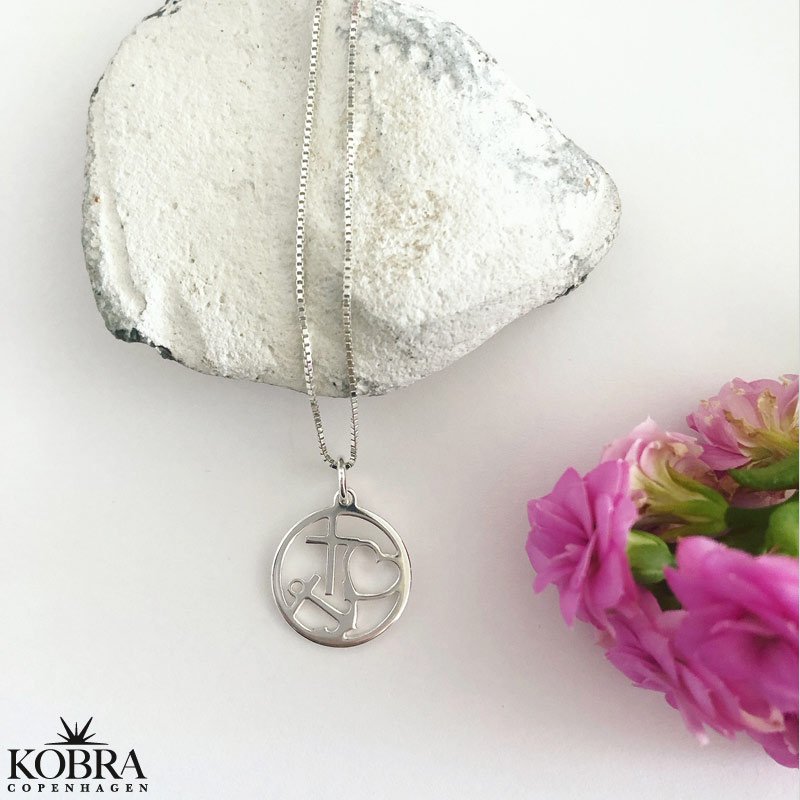 Faith, hope and love, silver necklace