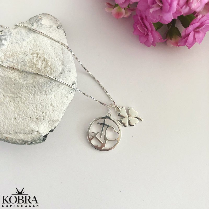 Faith, hope and love, silver necklace