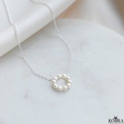 "Sicily" slv halskde med gte ferskvandsperler