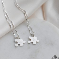 "BFF" friendship puslespil halskder i slv inklusiv personlig gravering